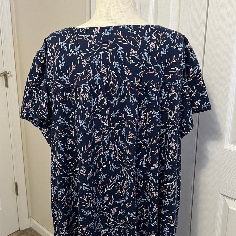 NWT Croft & Barrow Navy Blue Floral Print Long Nightgown Size 3X - Picture 7 of 14